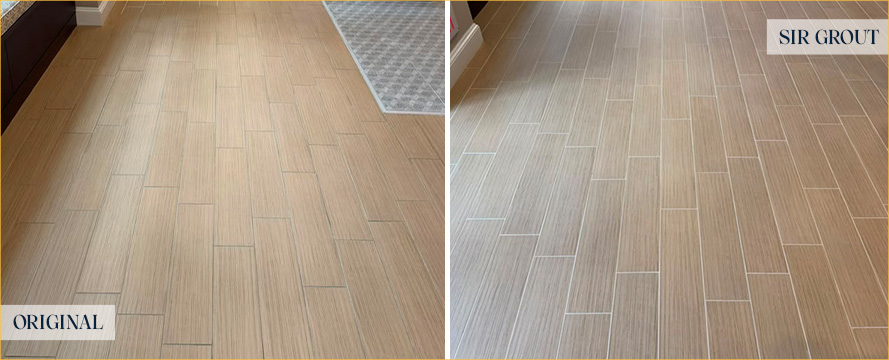 Floor Before and After an Excellent Grout Cleaning in Danbury, CT