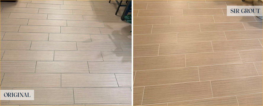 Floor Before and After a Flawless Grout Cleaning in Danbury, CT