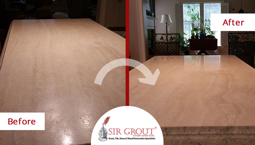 Before and After Picture of a Stone Polishing Service in Stamford, CT