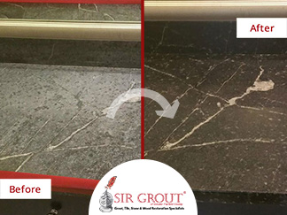 Before and After Picture of Stone Polishing Service in Stamford, Connecticut