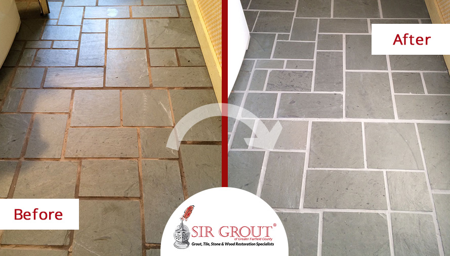 This Deteriorated Floor Gained Back its Natural Color with Our Grout Cleaning Service in Sherman, CT