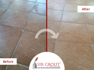 Before and After Picture of a Grout Cleaning Service in Trumbull, CT
