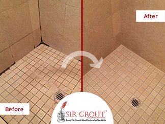 Before and After Picture of a Grout Cleaning Service in Westport, CT