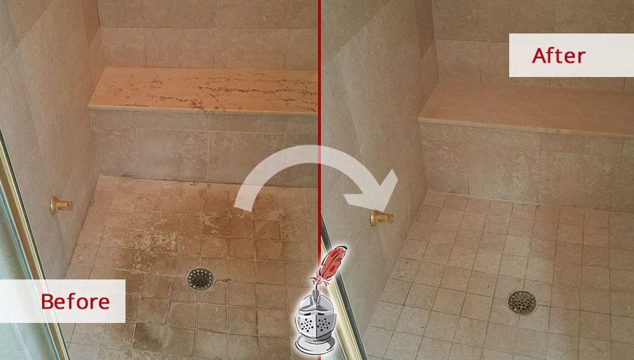 Before and After Picture of a Tile Cleaning Service in Darien, CT