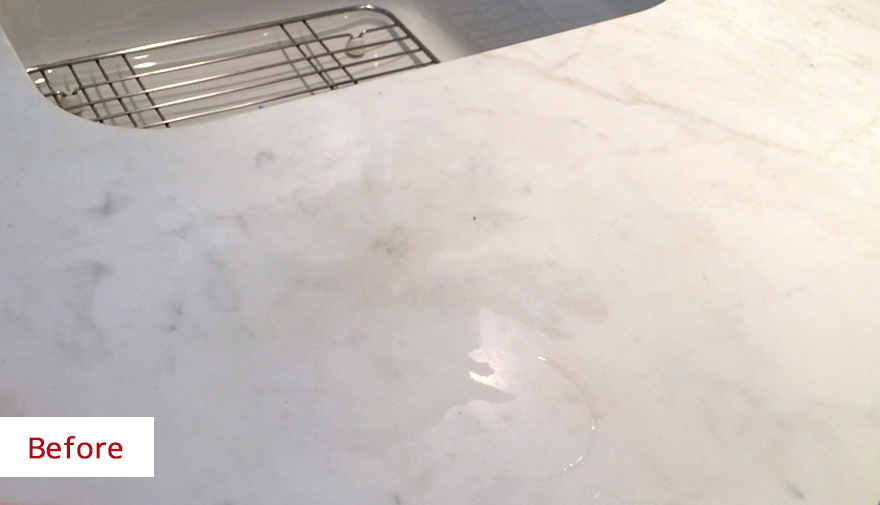 Marble Countertop with Etch Marks in Darien, CT