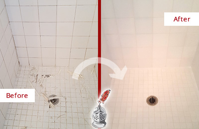 Sir Grout Caulks this Sherman Bathroom Re-Caulked To Repair Damaged Caulking Before and After Picture of a Sherman Bathroom Re-Caulked To Repair Damaged Caulking