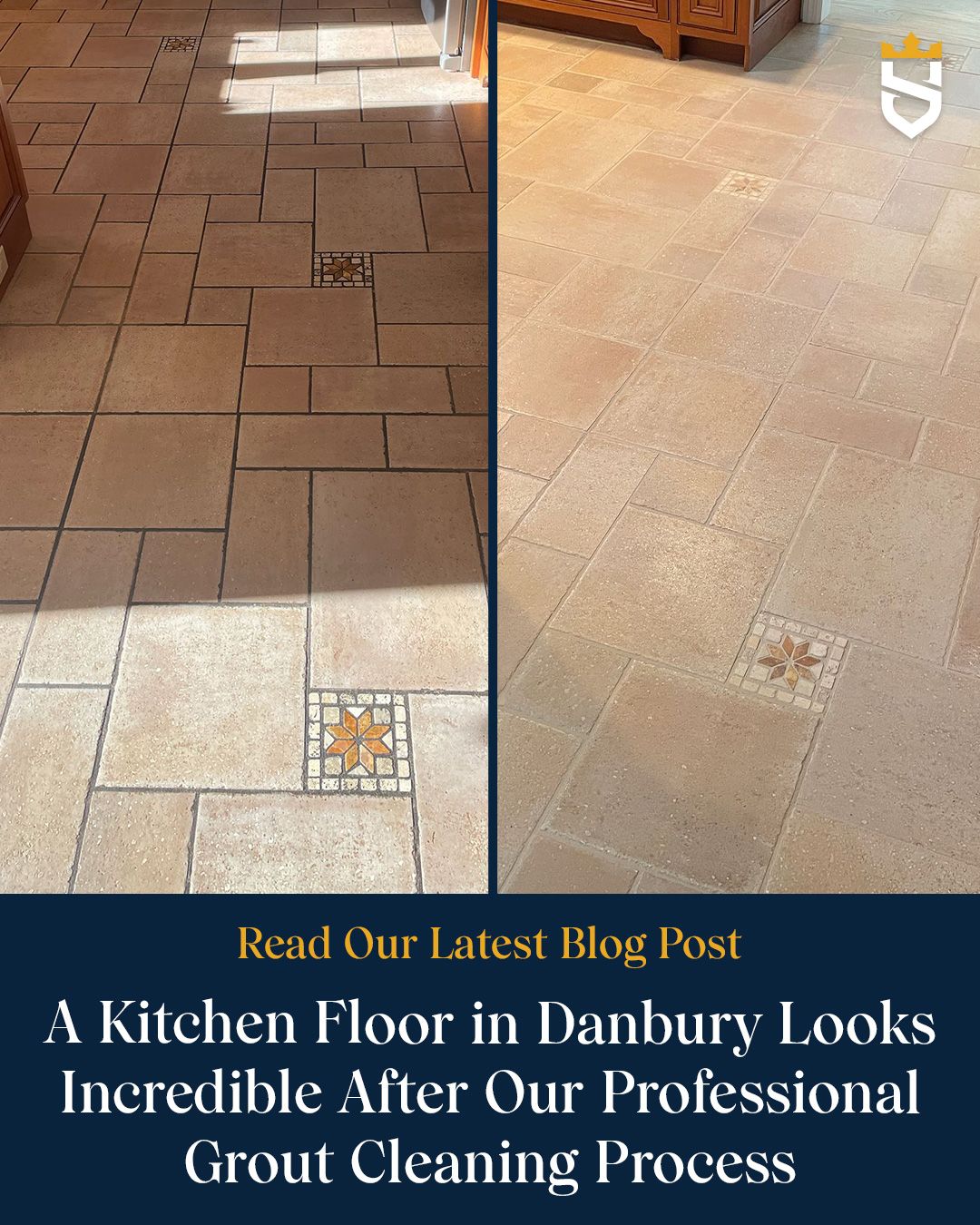 A Kitchen Floor in Danbury Looks Incredible After Our Professional Grout Cleaning Process