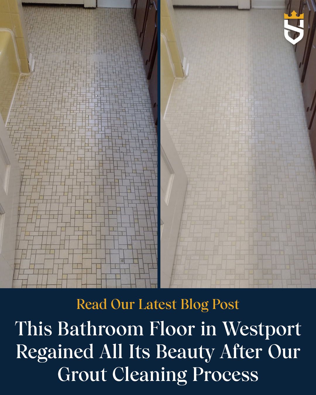 This Bathroom Floor in Westport Regained All Its Beauty After Our Grout Cleaning Process