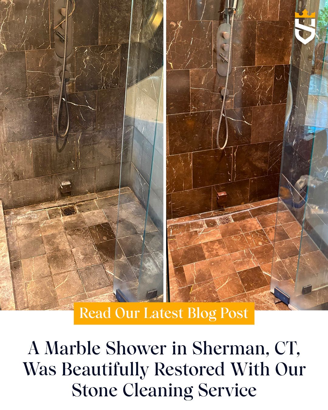 A Marble Shower in Sherman, CT, Was Beautifully Restored With Our Stone Cleaning Service